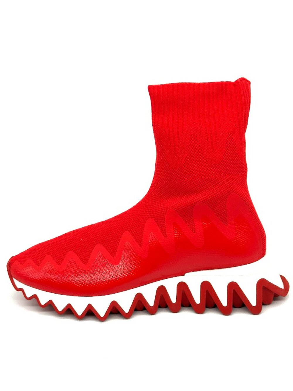 Christian Louboutin SHARKY SOCK Women Knit Flat Sneakers Shoes Loubi Red - Picture 1 of 10
